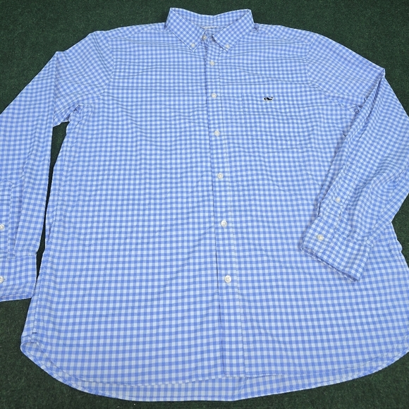 Vineyard Vines | Skysail Gingham On-The-Go Performance Button Down Boating Shirt - Picture 11 of 16